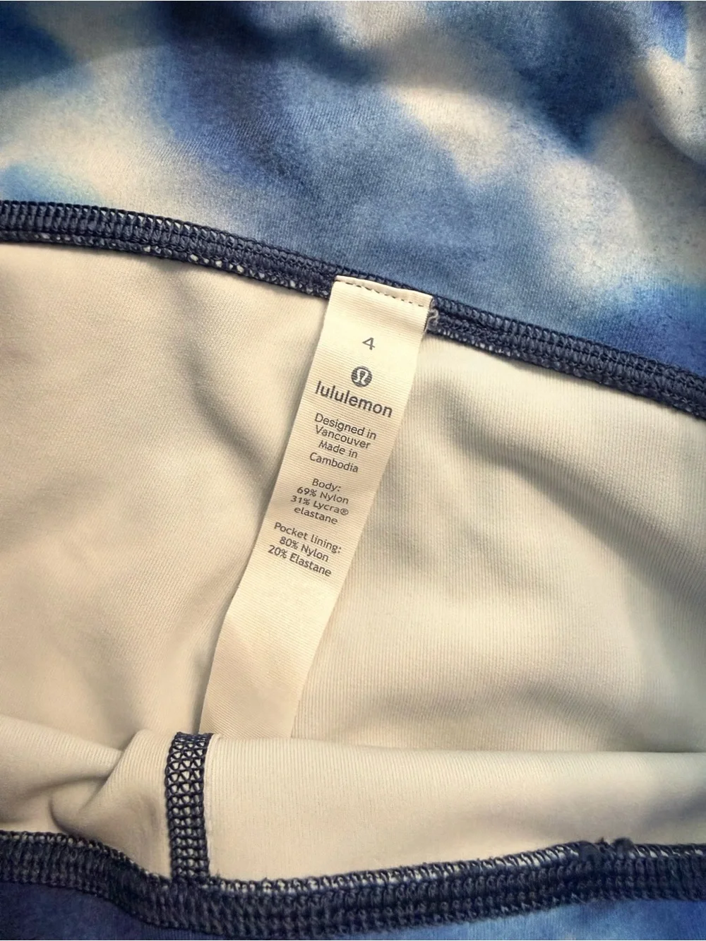 Lululemon Blue Floral High-Rise Full-Length Leggings Size 4